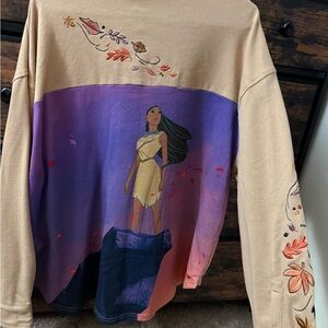 Disney Pocahontas WDW Tan Long Sleeve Button Up Shirt Large - NEW WITH TAGS